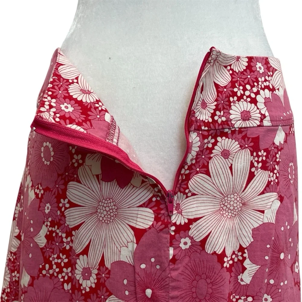 Charlotte Russe Vintage 90s Pink Cotton Floral A-Line Midi Skirt